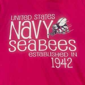 Jansport Shirt Womens XL Pink Fusion Icon Tee United States Navy Seabees Graphic